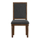 Rectangular Linen and Wood Dining Chairs (Set of 2) - Dark Gray Linen, Brown Finish