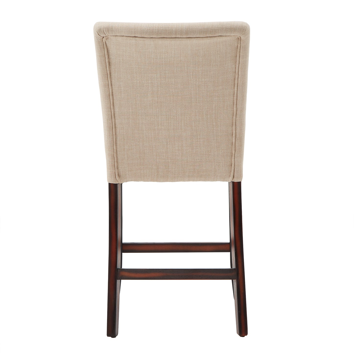 Classic Upholstered High Back Counter Height Chairs (Set of 2) - Espresso Finish, Beige