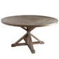 Rustic X-Base Round Pine Finish Dining Table Set - Gray Linan, Ornata Chair Backs