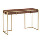 Natural Finish Gold Metal 1-Drawer Desk