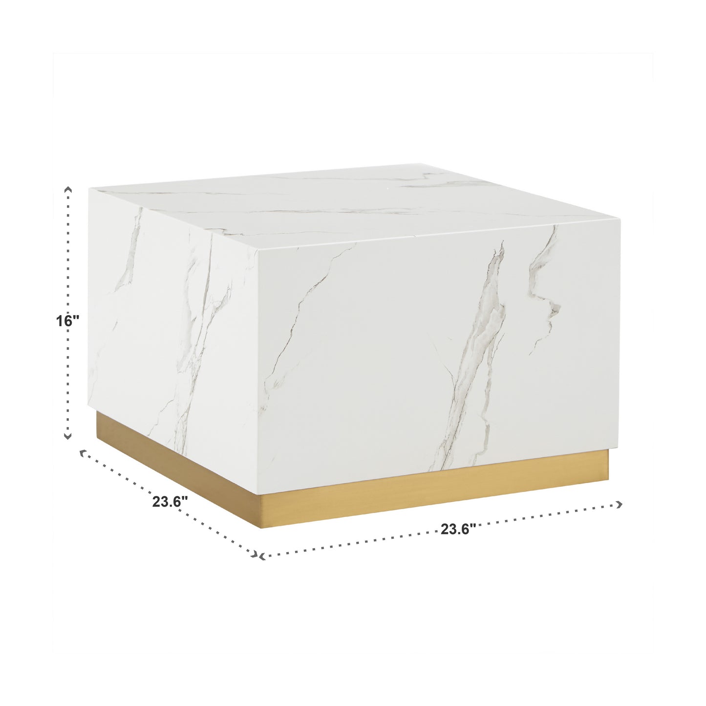 Faux Marble Coffee Table with Casters - White, Square