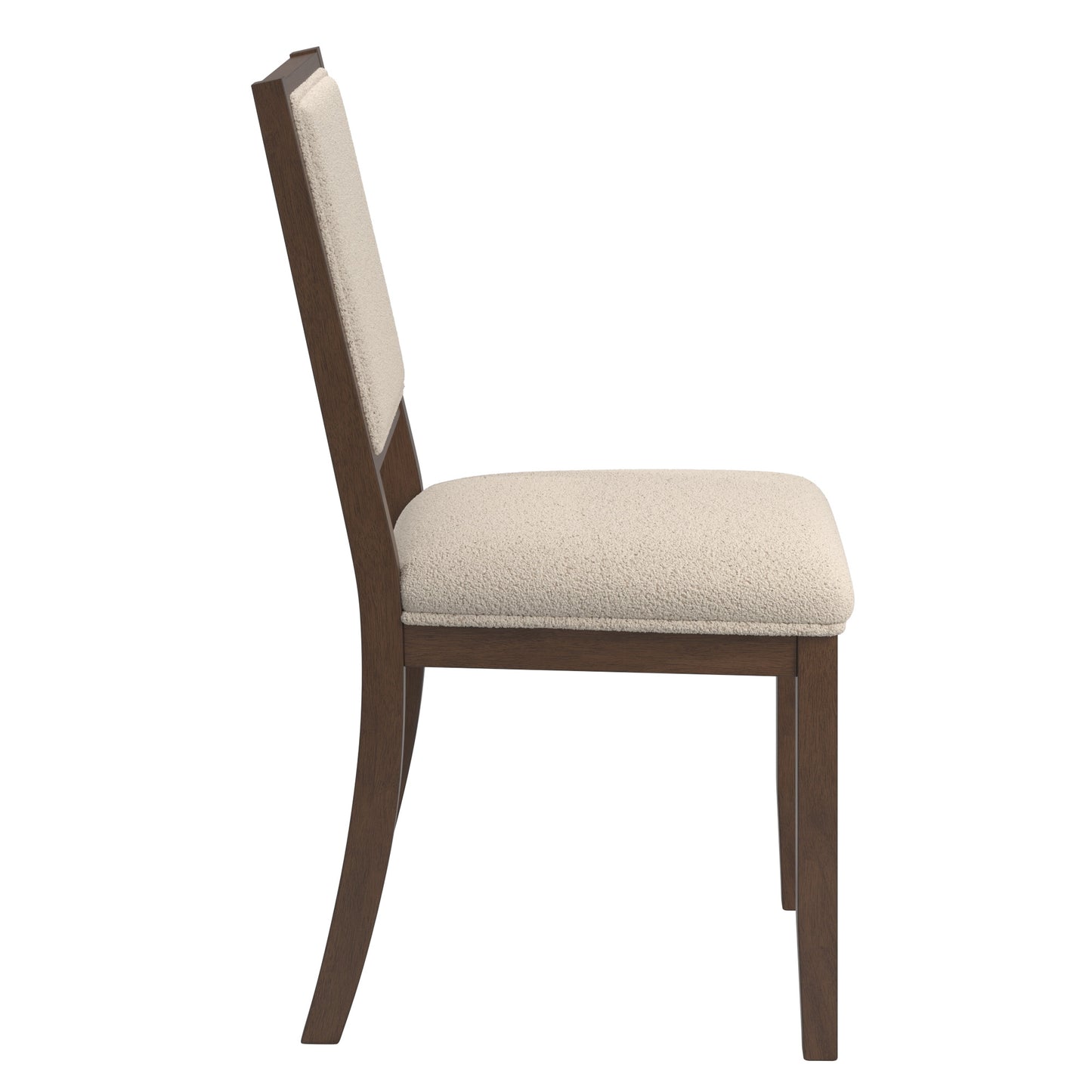 Wood Finish Cream Boucle Fabric Dining Chair (Set of 2) - Walnut