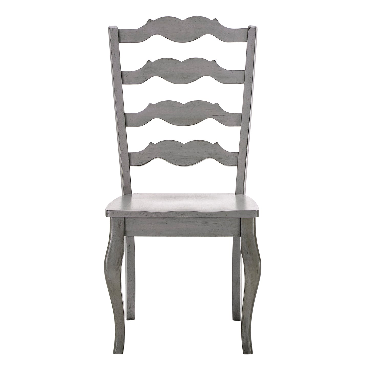 French Ladder Back Wood Dining Chairs (Set of 2) - Antiqua Gray