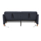 Upholstered Linen Convertible Split-Back Futon Sofa Bed with USB Charging Ports - Navy Blue
