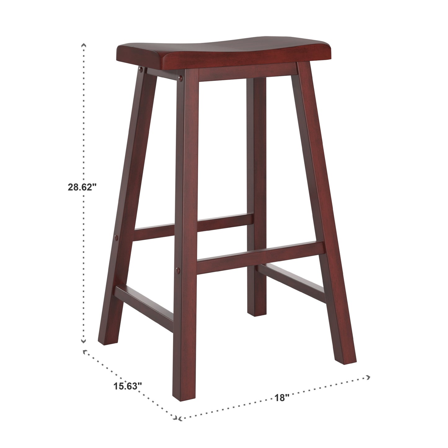 Saddle Seat 29" Bar Height Backless Stools (Set of 2) - Antique Berry Red Finish