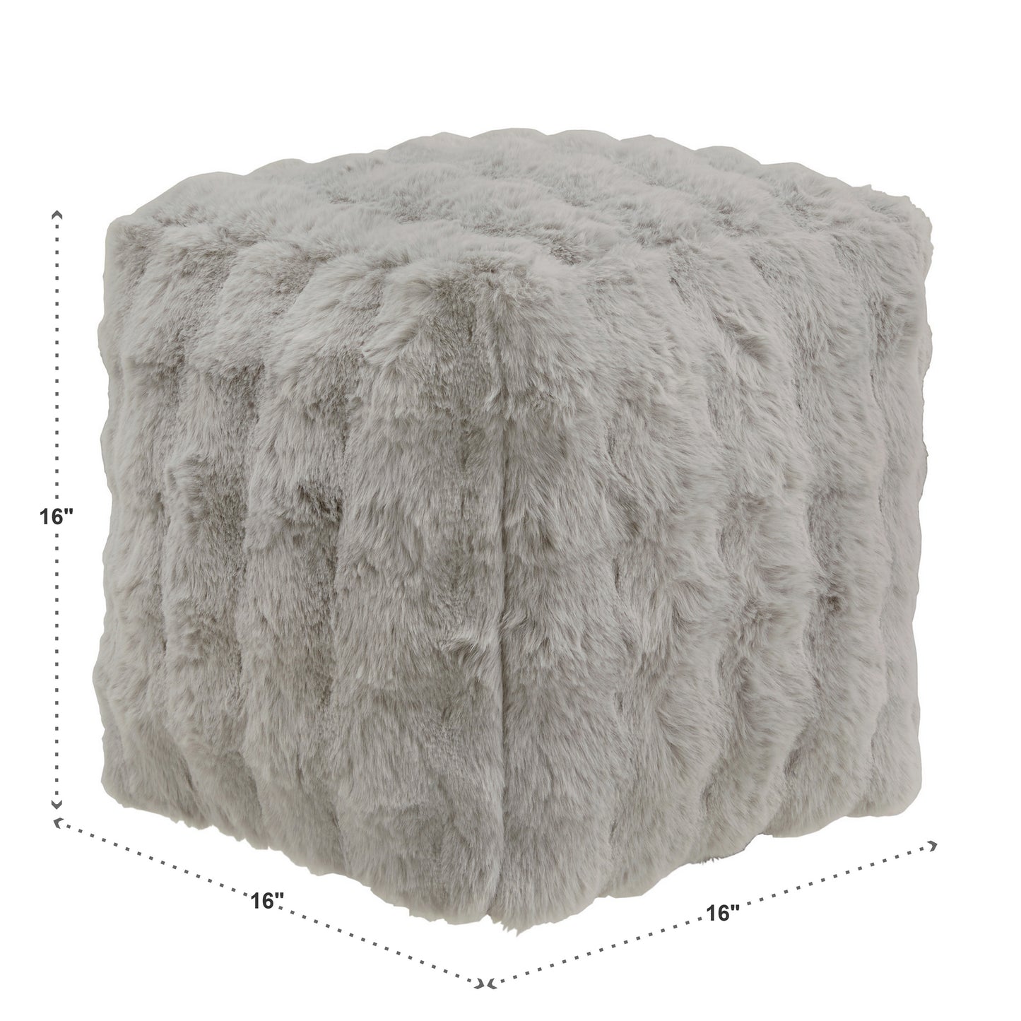 Upholstered Square Pouf Ottoman - Gray Squara Furry Fabric