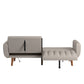 Upholstered Convertible Split-Back Futon Sofa Bed with USB Charging Ports - Light Gray Linan