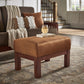 Mission-Style Wood Ottoman - Rust Microfiber, Oak Finish