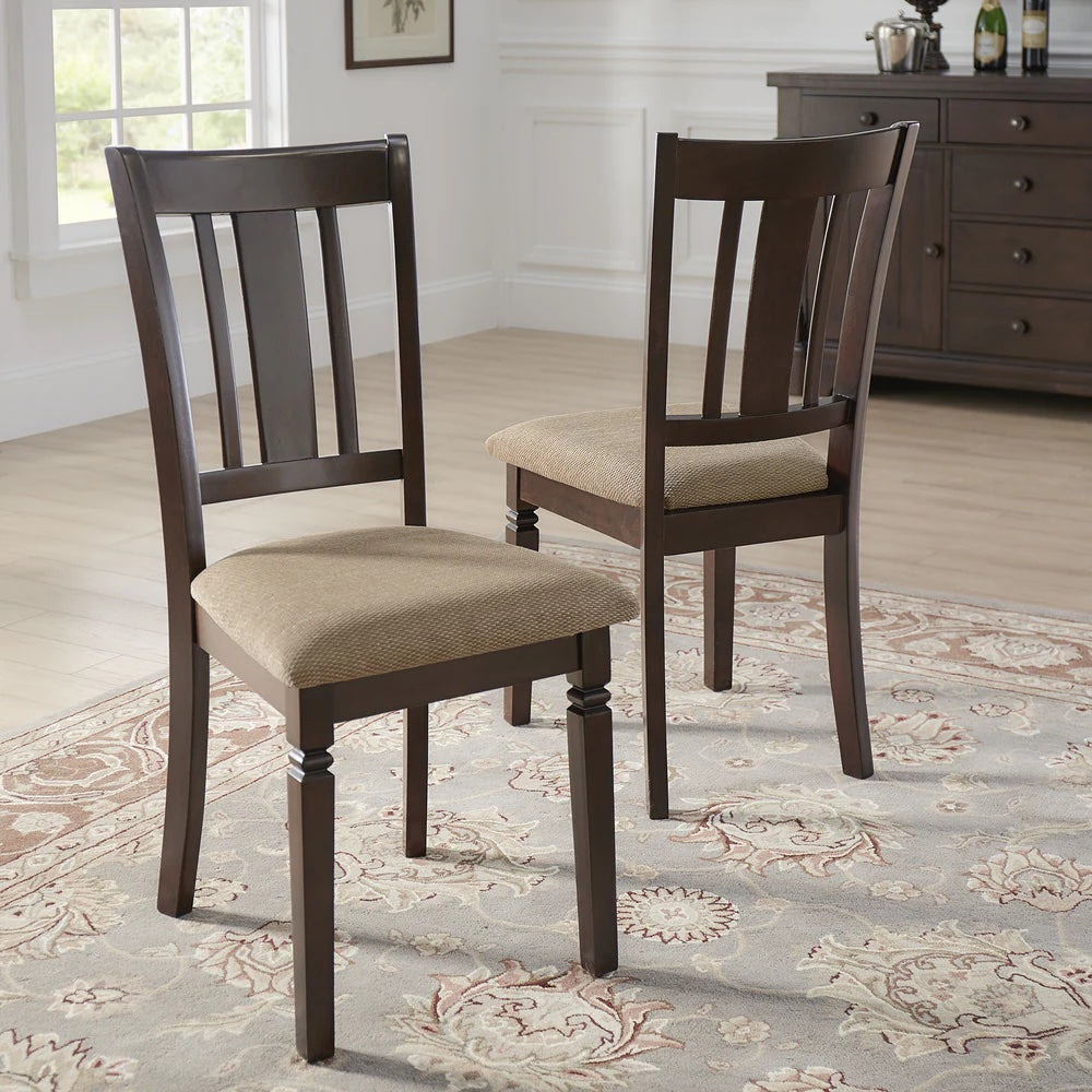 Espresso Finish Upholstered Dining Chairs (Set of 2)