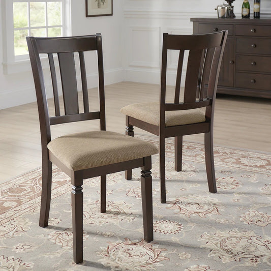 Espresso Finish Upholstered Dining Chairs (Set of 2)