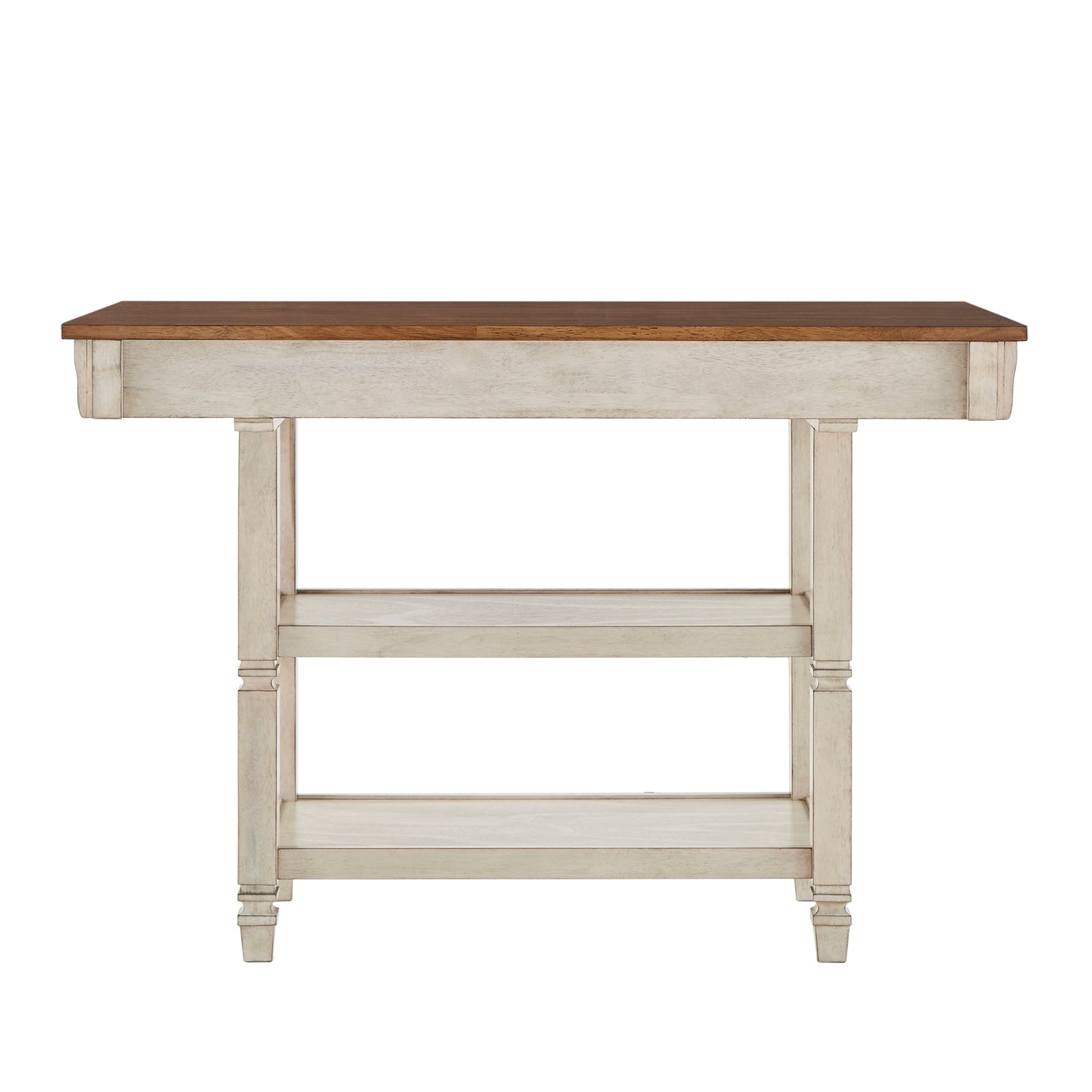 Two-Tone Antique Kitchen Island Buffet - Oak Top with Antique White Base