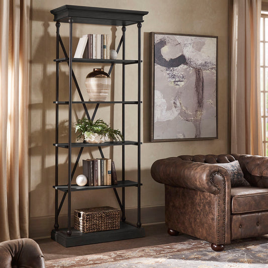 Cornice Etagere Bookcase - Black Finish