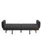 Upholstered Convertible Split-Back Futon Sofa Bed with USB Charging Ports - Dark Gray Linan