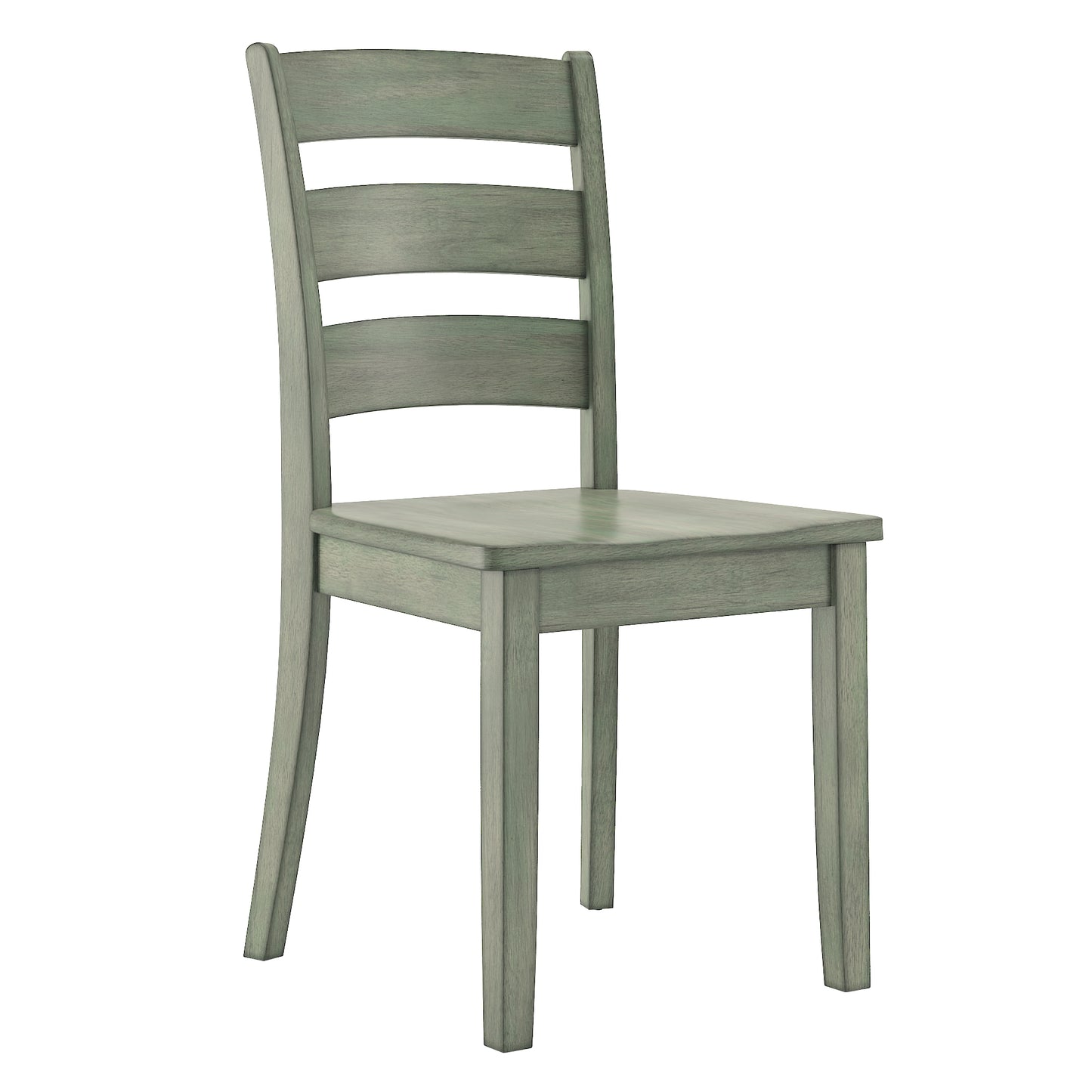 Oak Wood Finish 48-inch Rectangle Dining Set - Antique Sage Finish, Ladder Back Chairs