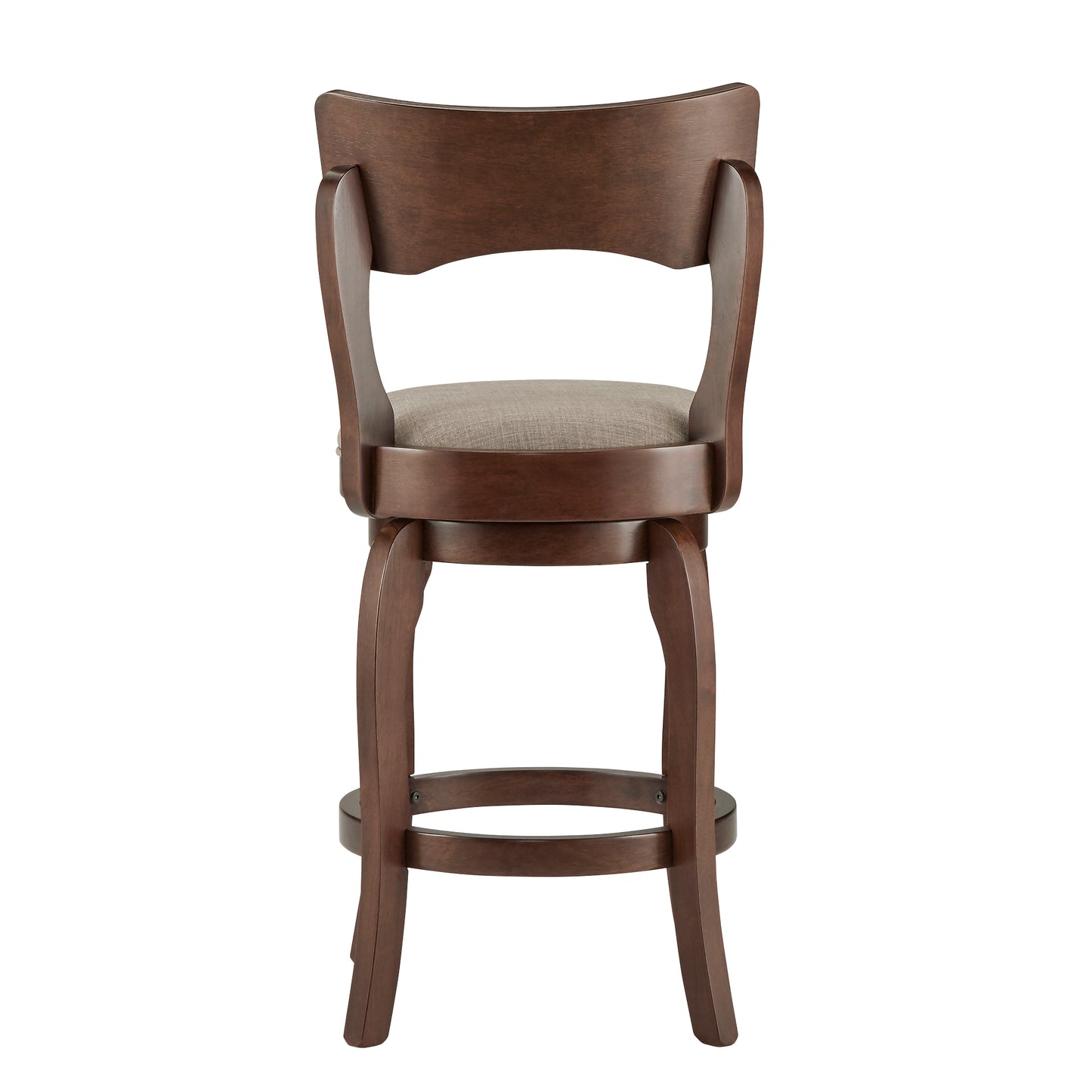 Swivel 24-inch Brown Counter Height Barstool - Gray Linen