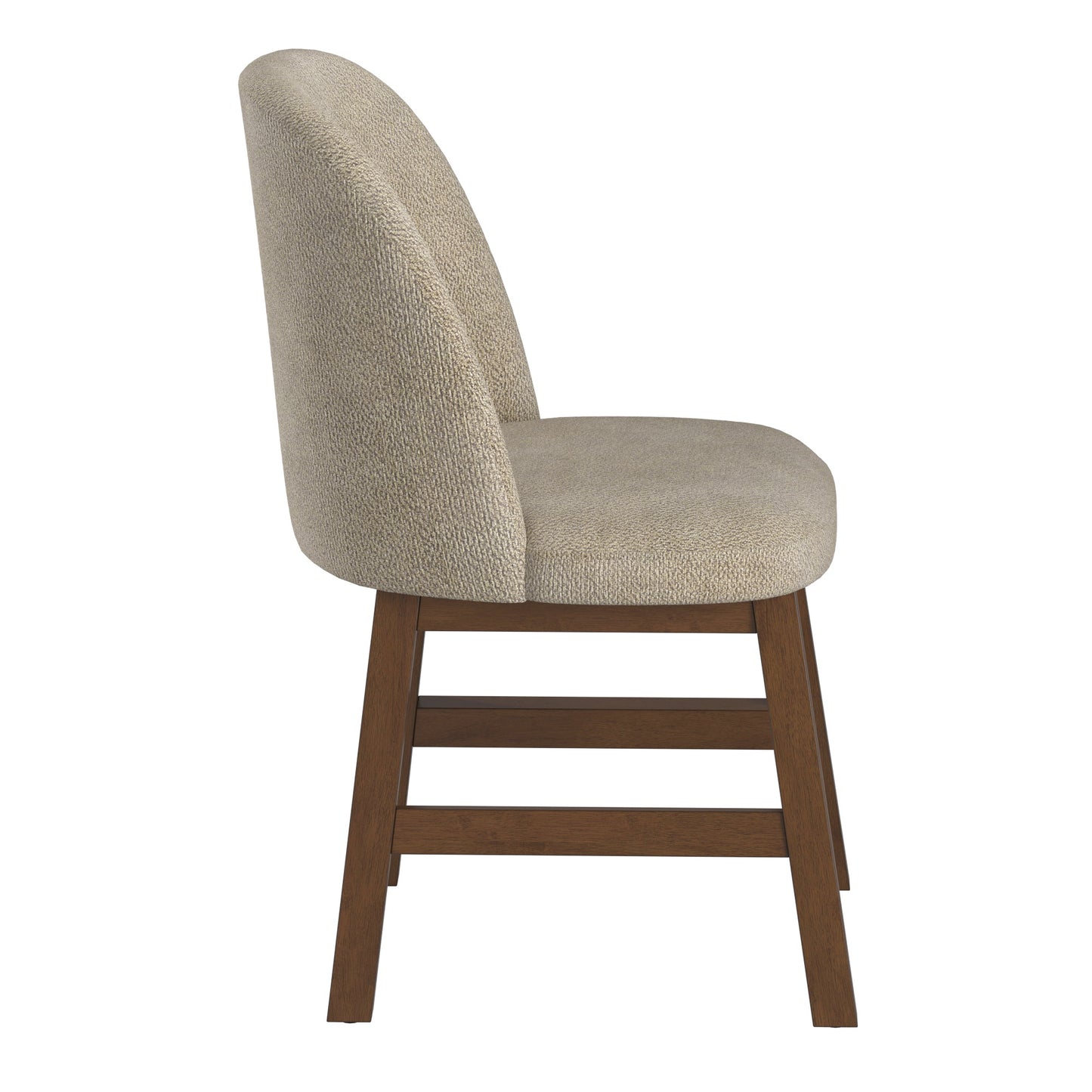 Wood Finish Taupe Fabric Curved Low Back Dining Chair (Set of 2) - Walnut