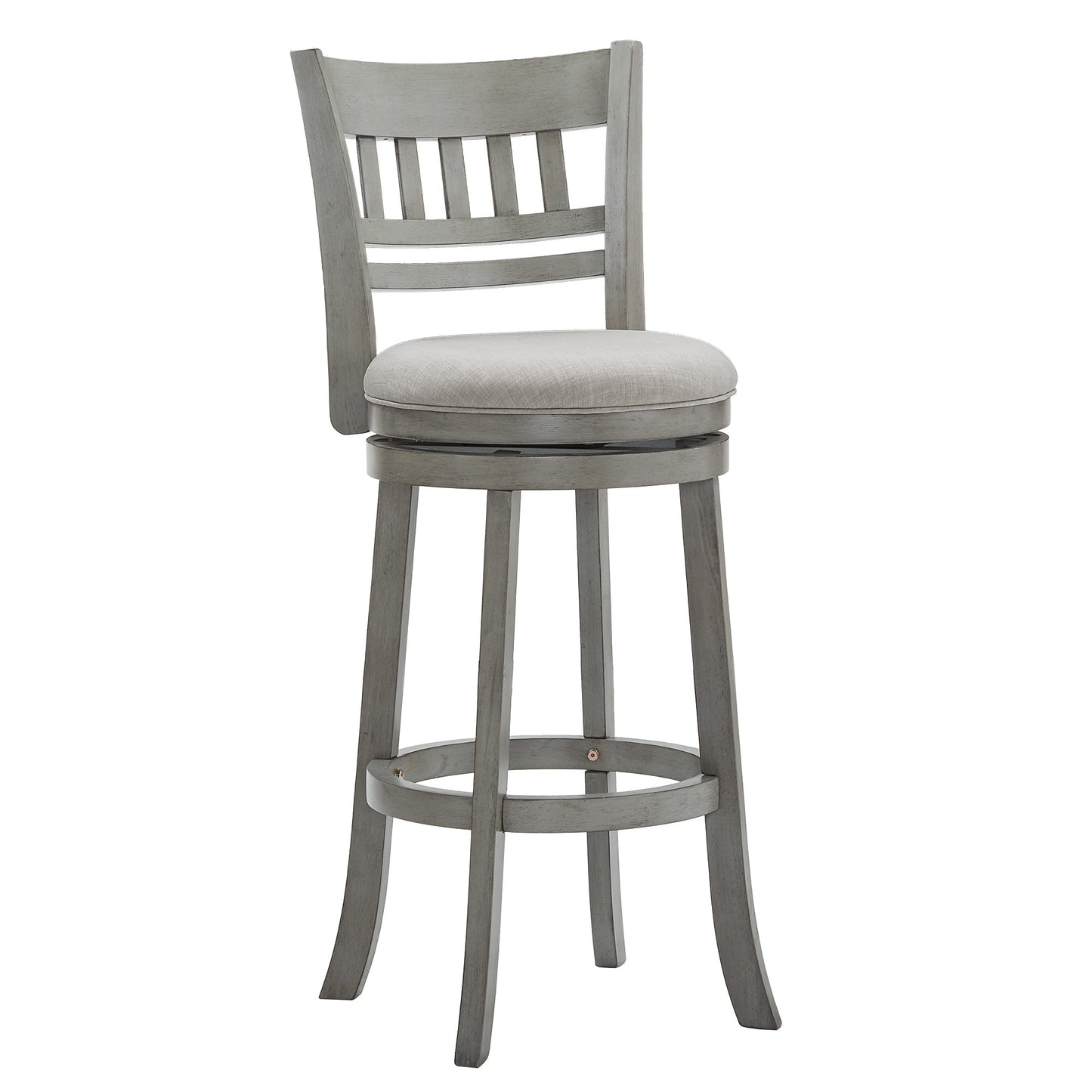 Lattice Back 29"H Swivel Bar Stool - Antiqua Gray Finish, Gray Linan