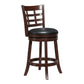 Window Back 24"H Swivel Counter Height Stool - Dark Cherry Finish, Black Faux Leather