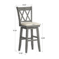 Double X-Back Wood Swivel Bar Stool - Antiqua Gray Finish