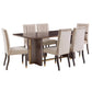 Espresso Wood Velvet Upholstered Dining Set - 7-Piece Set, Taupe Velvet Chairs