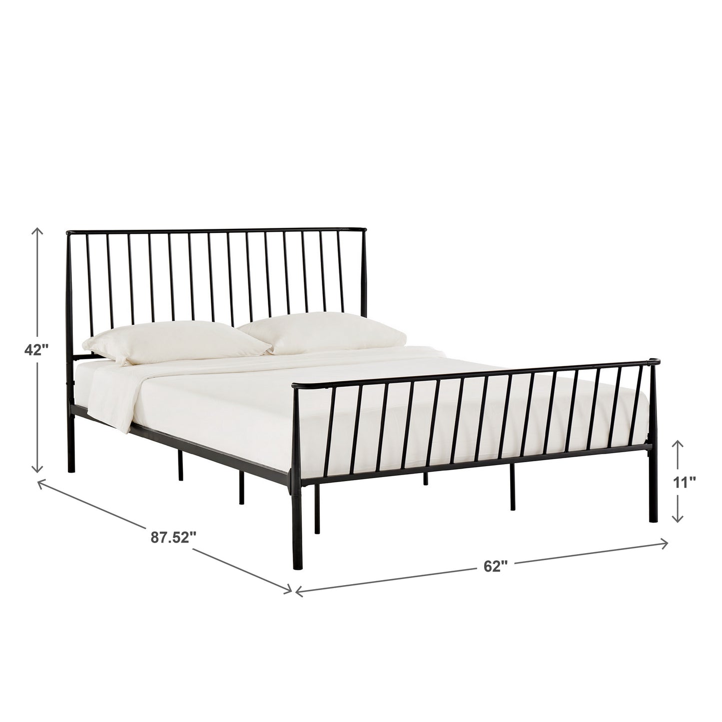 Matte Black Finish Metal Bed - Queen (Queen Size)