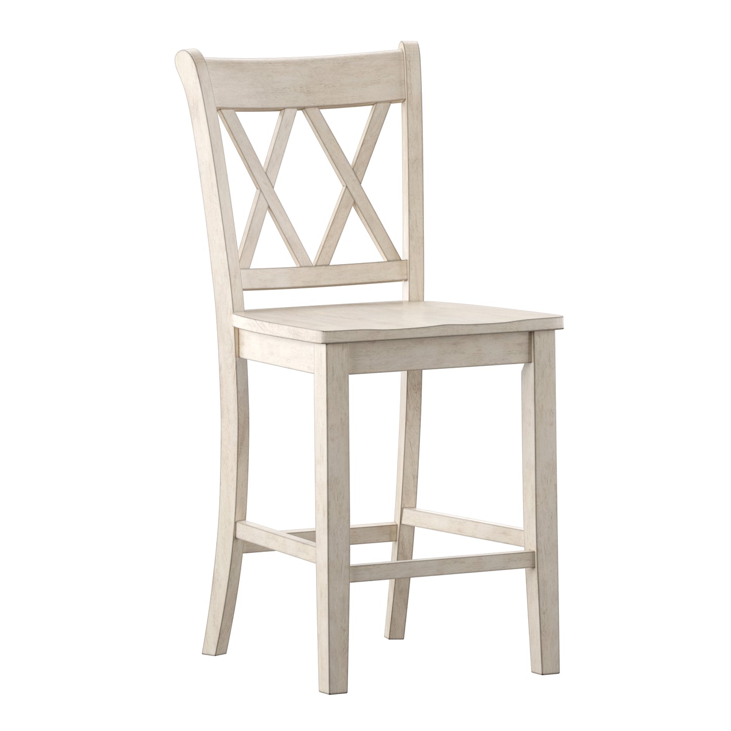 Double X-Back Counter Height Chairs (Set of 2) - Antique White Finish