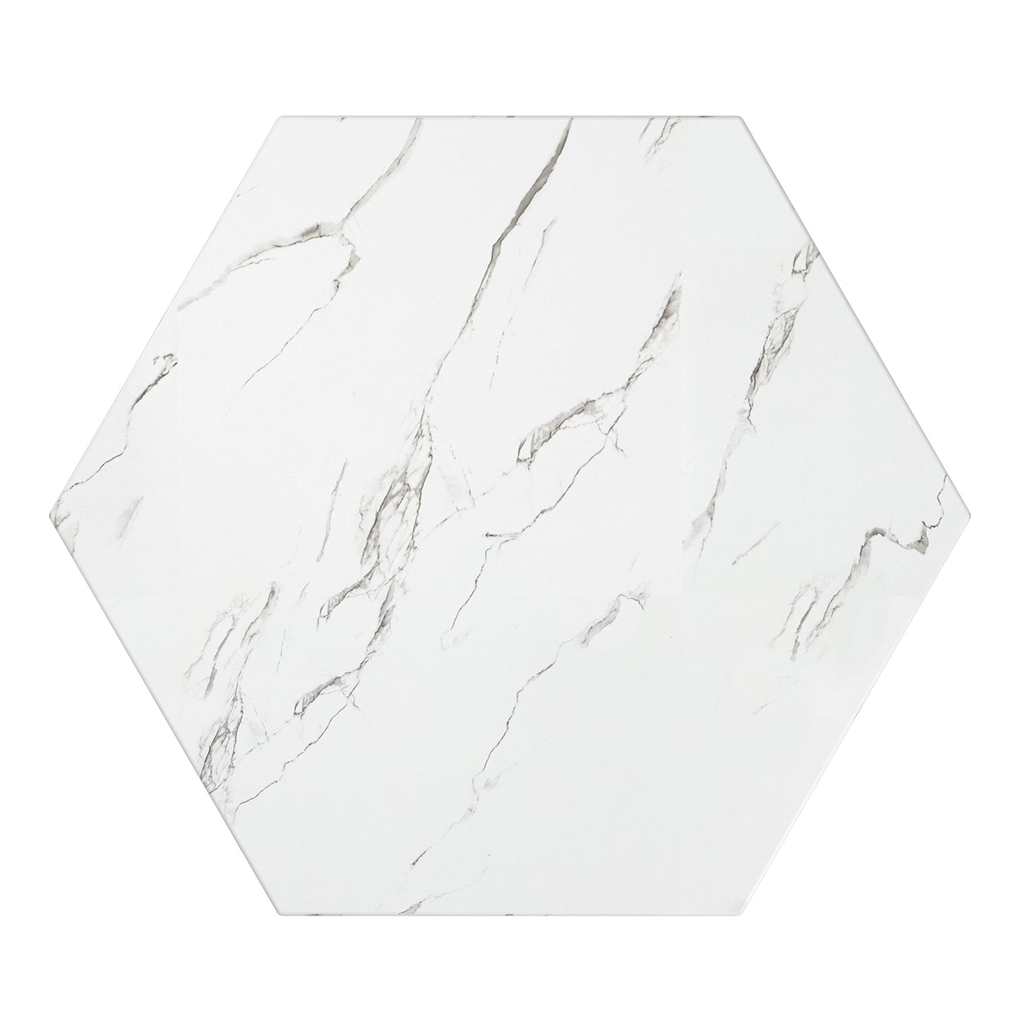 Faux Marble Coffee Table - White, Hexagon (Set of 2)