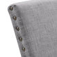 Nailhead Accent Parson Linen Dining Chairs (Set of 2) - Gray Linan, Natural Finish