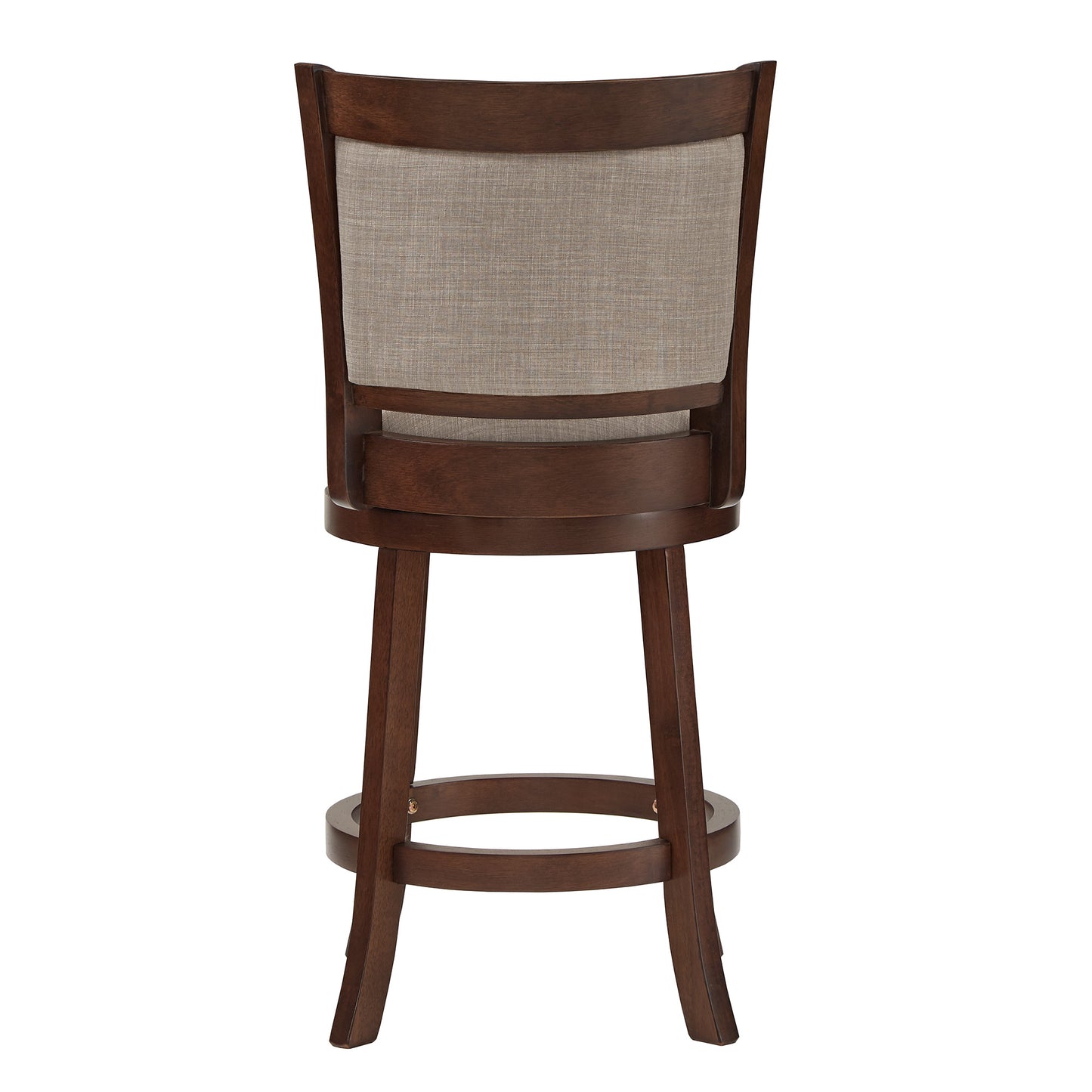 Upholstered Back Swivel Stool - 24" Counter Height, Cherry Finish, Gray Linen