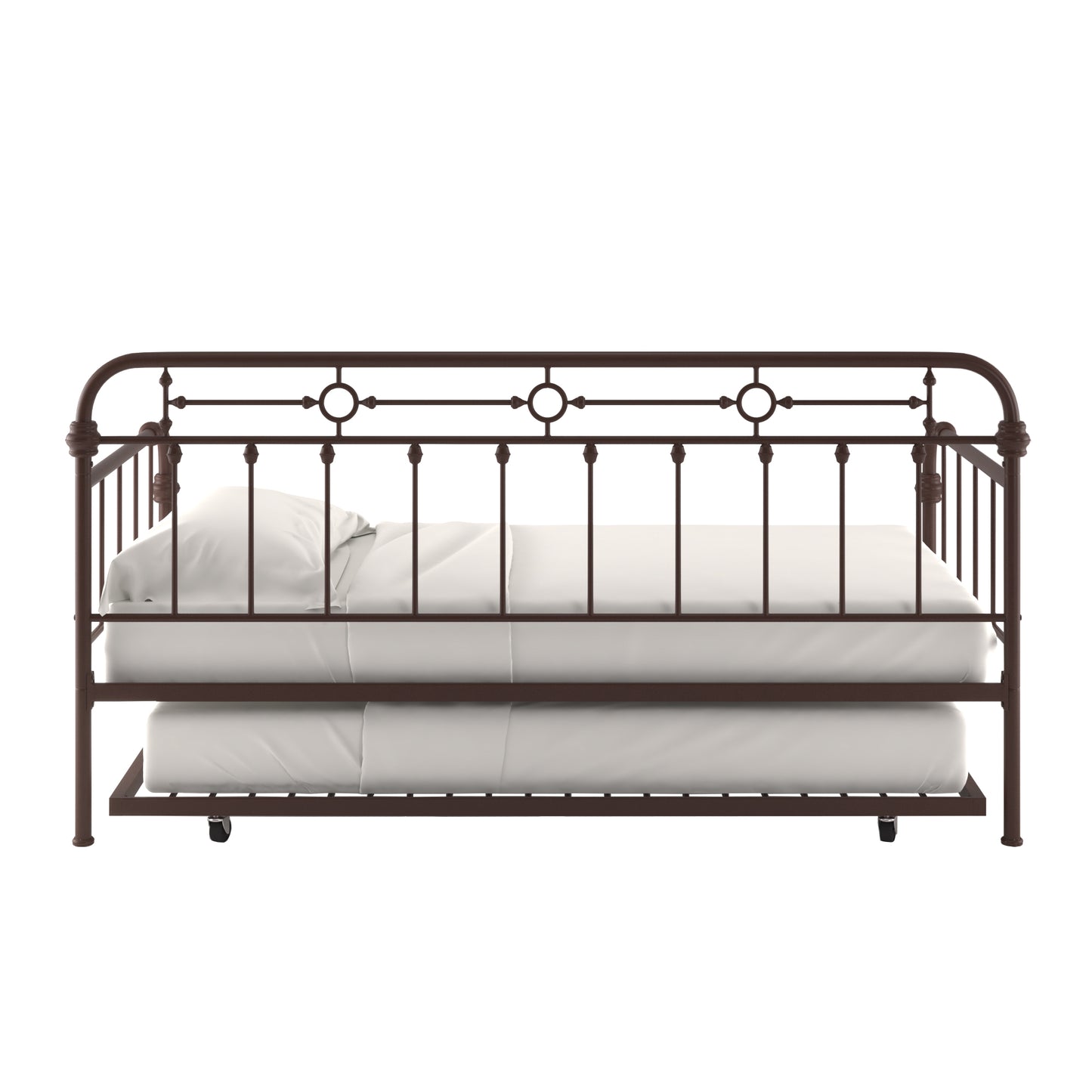 Antique Dark Bronze Metal Daybed - Twin Size with Trundle Bed