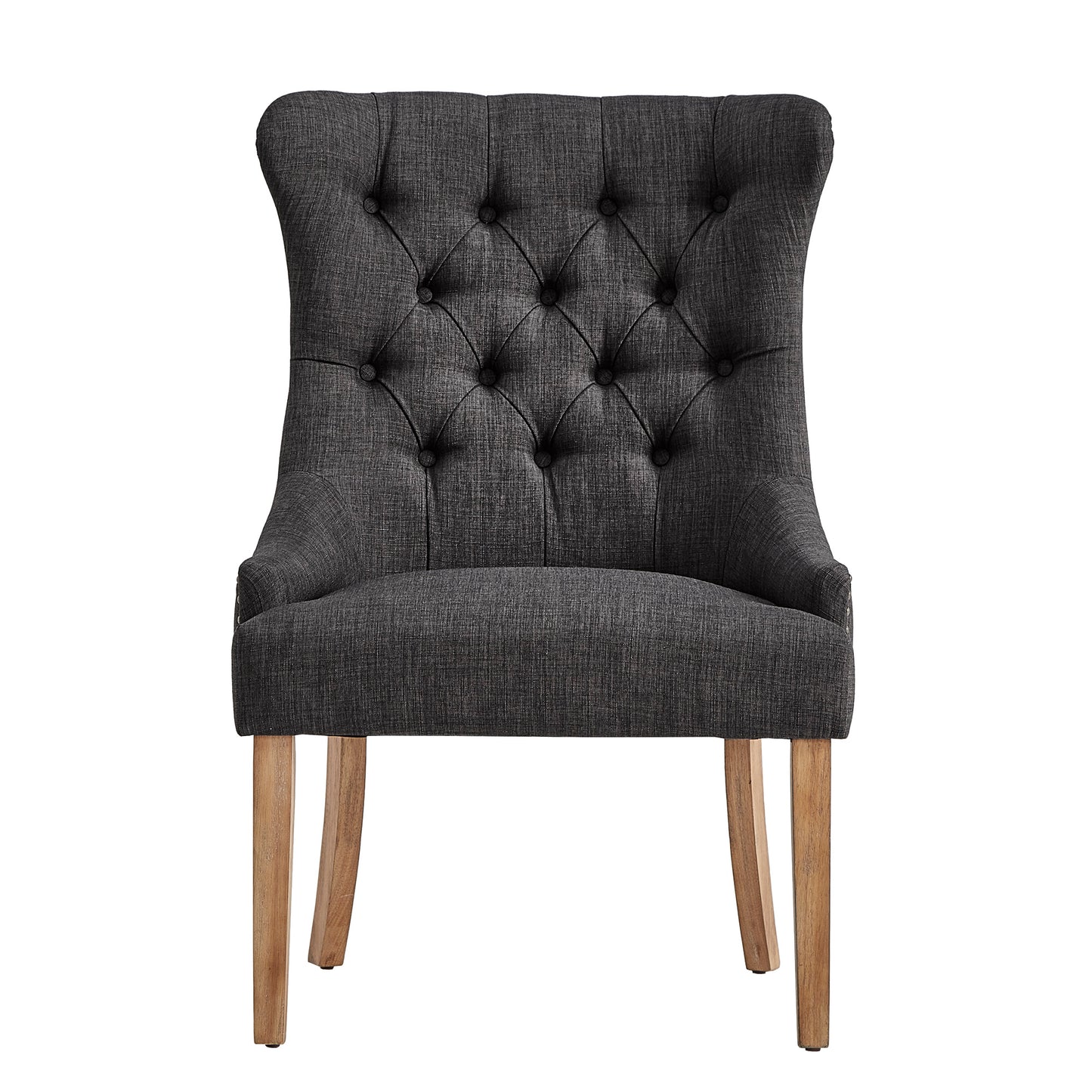 Upholstered Button Tufted Wingback Chair - Dark Gray Linen