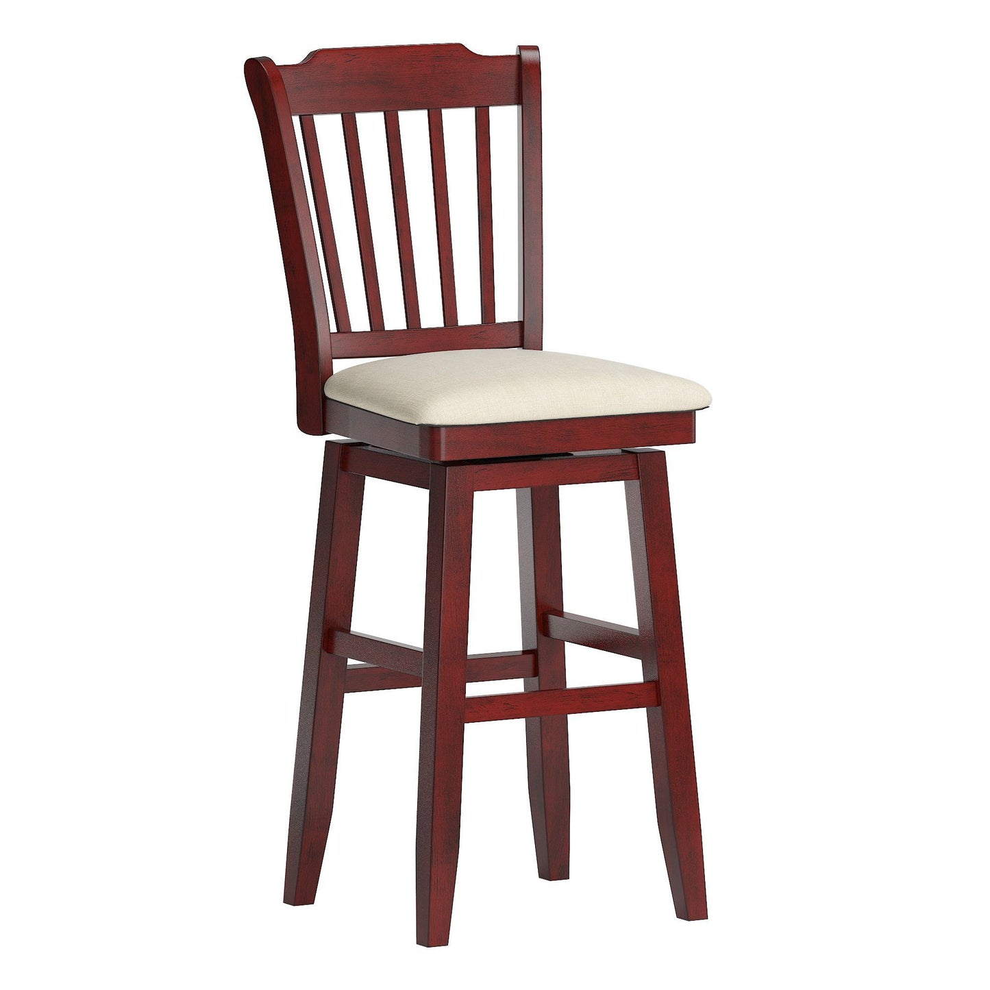 Slat Back Bar Height Wood Swivel Bar Stool - Antique Berry Finish