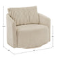 Oversized Wale Corduroy Swivel Accent Chair with Furry Channel Pillow - Beige Chair, Taupe Pillow