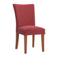 Upholstered Parsons Dining Chairs (Set of 2) - Cherry Finish, Red Microfiber