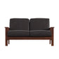 Mission-Style Wood Loveseat - Dark Brown Faux Leather, Oak Finish