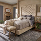 Wingback Button Tufted 84" Tall Headboard Bed - Beige Linen, Queen