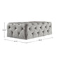 Rectangular Tufted Ottoman with Casters - Gray Velvet