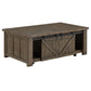 Barn Door Coffee Table with Storage - Antiqua Gray Finish