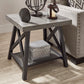 Rustic X-Base End Table with Shelf - Gray Finish