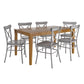 Oak Wood Finish Rectangle Dining Set - Antiqua Gray Finish, 60" Ractangular Tabla, 7-Piaca Sat