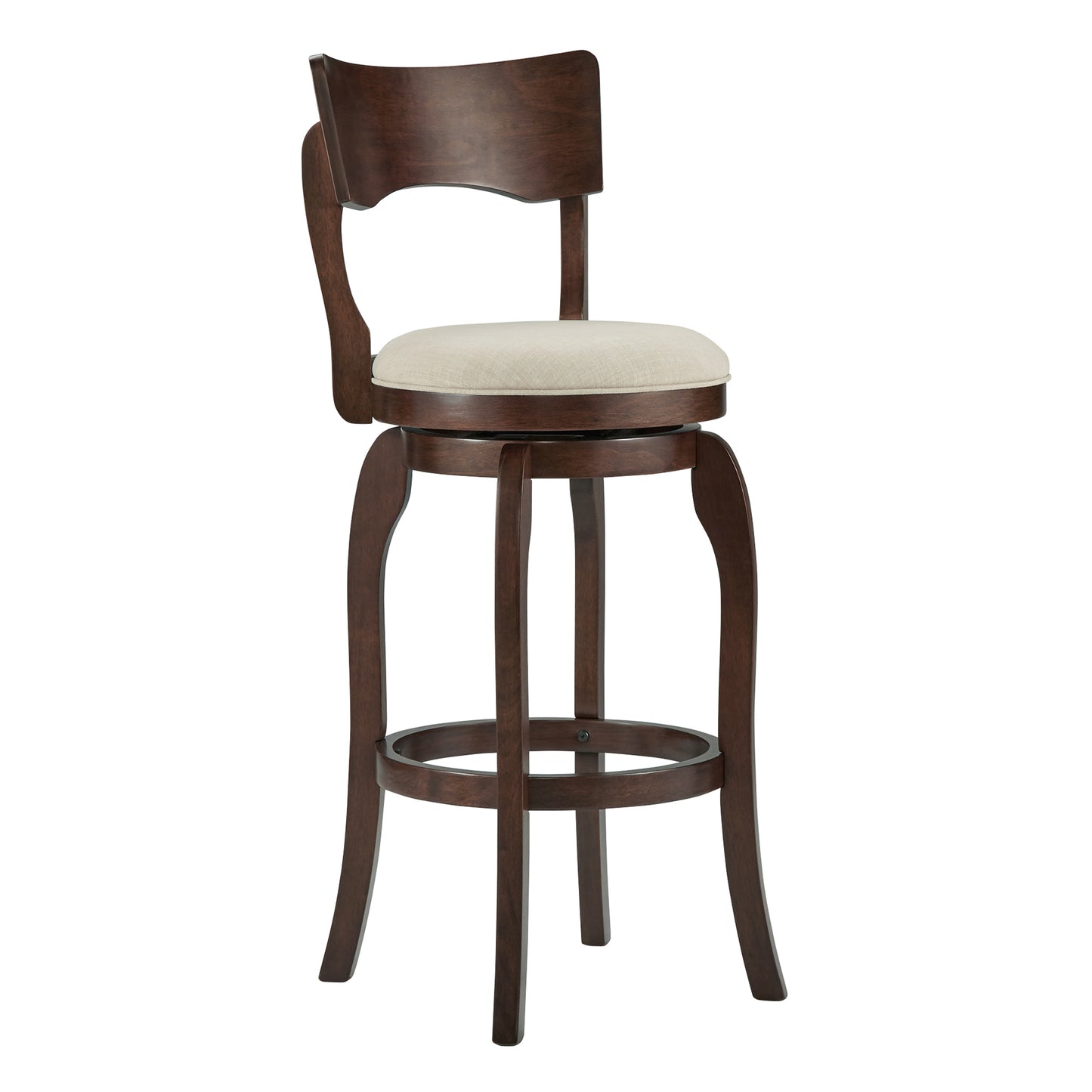 29-Inch High Back Swivel Bar Stool - Beige Linen