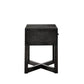 Wood Finish X-Base End Table with Drawer - Antique Black