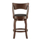 Swivel 24-inch Brown Counter Height Barstool - Dark Gray Linen