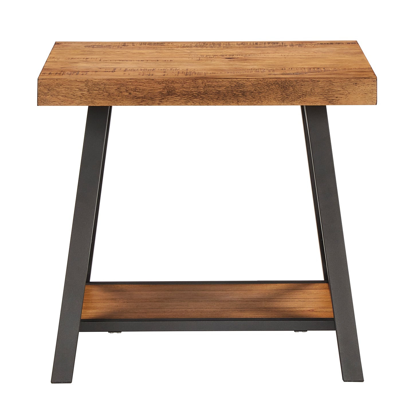 Rustic X-Base Accent Tables - Oak Finish, End Table and Coffee Table Set