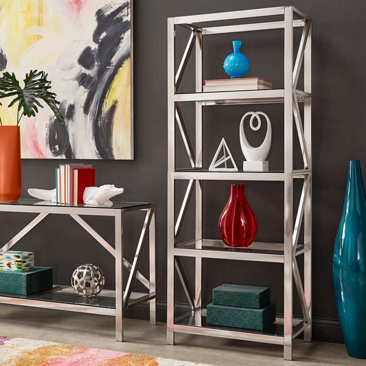 Brushed Nickel Bookcase