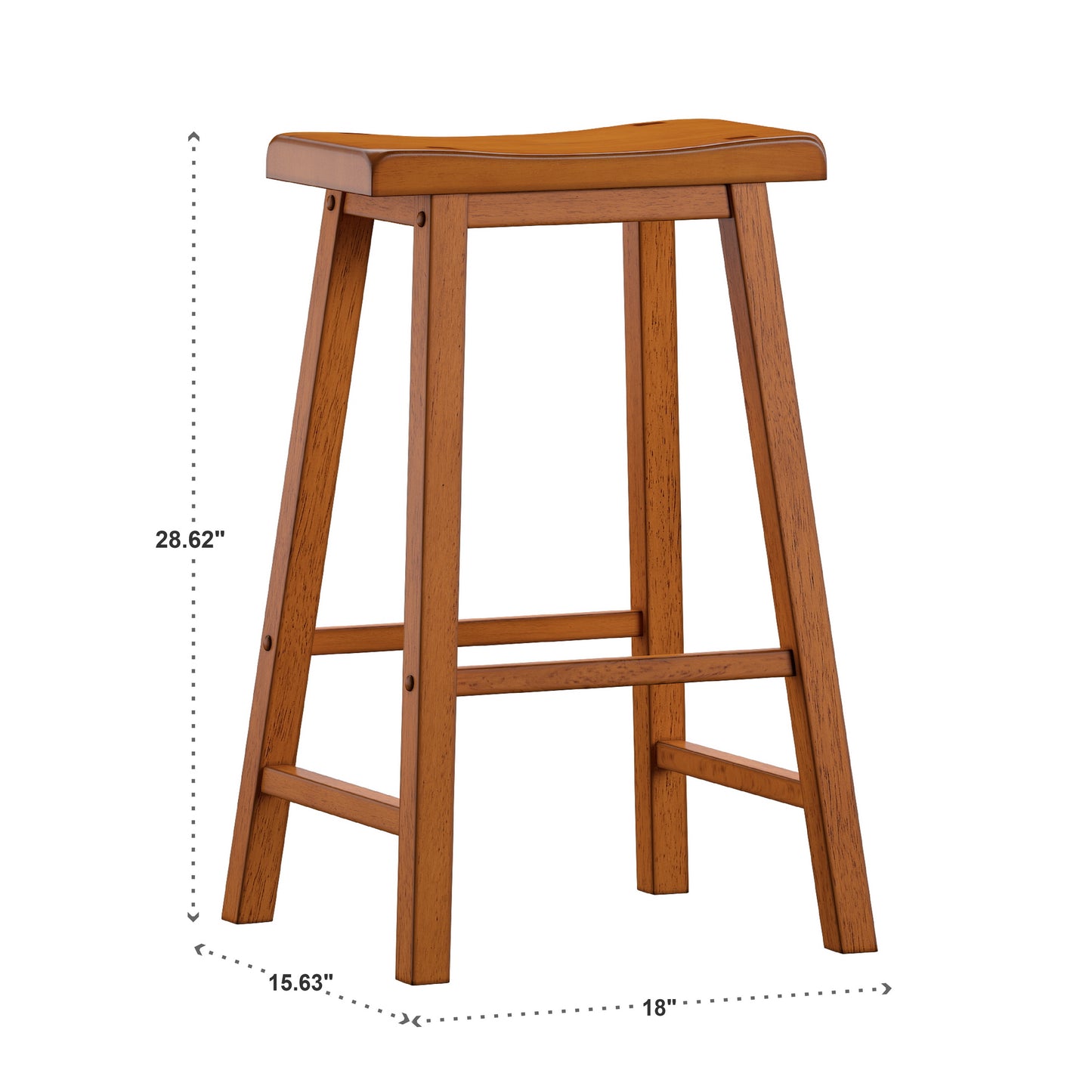 Saddle Seat 29" Bar Height Backless Stools (Set of 2) - Honey Oak Finish