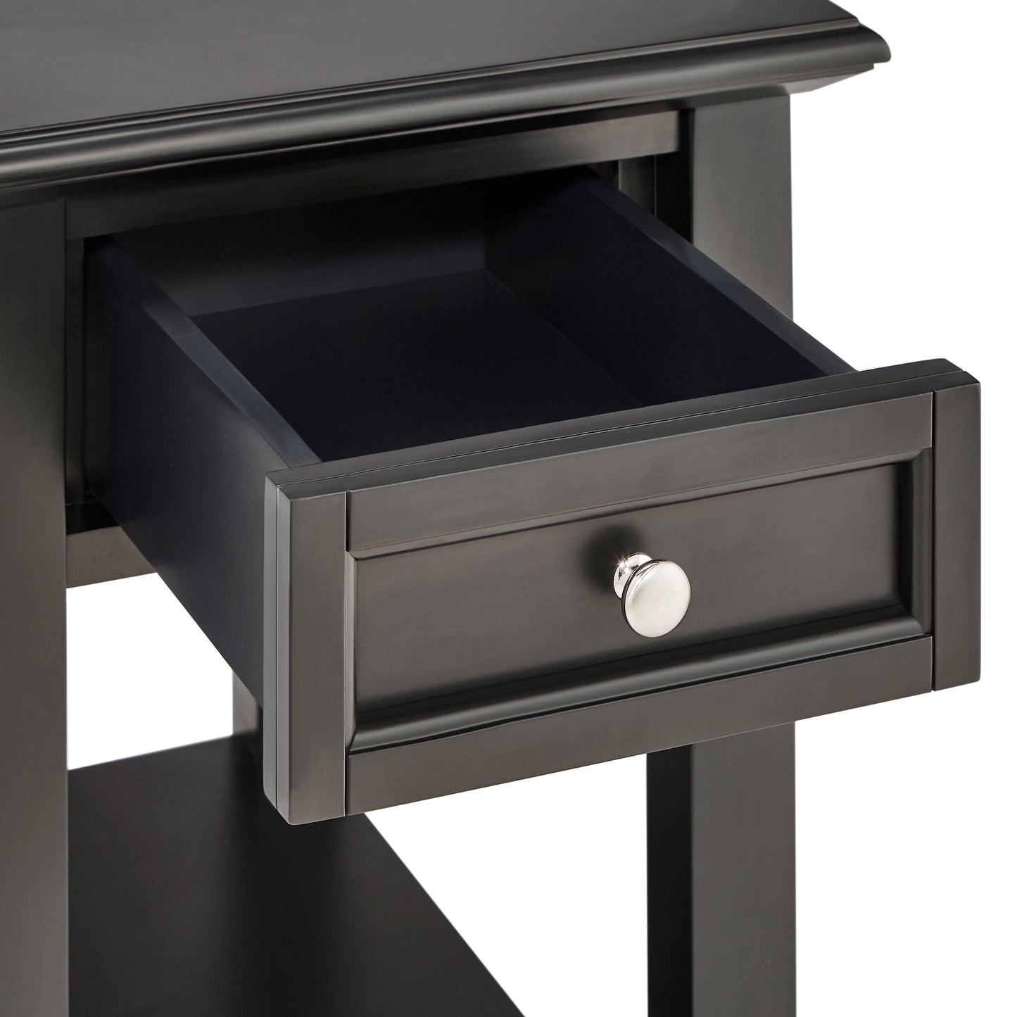 1-Drawer Side Table with Charging Station - Black