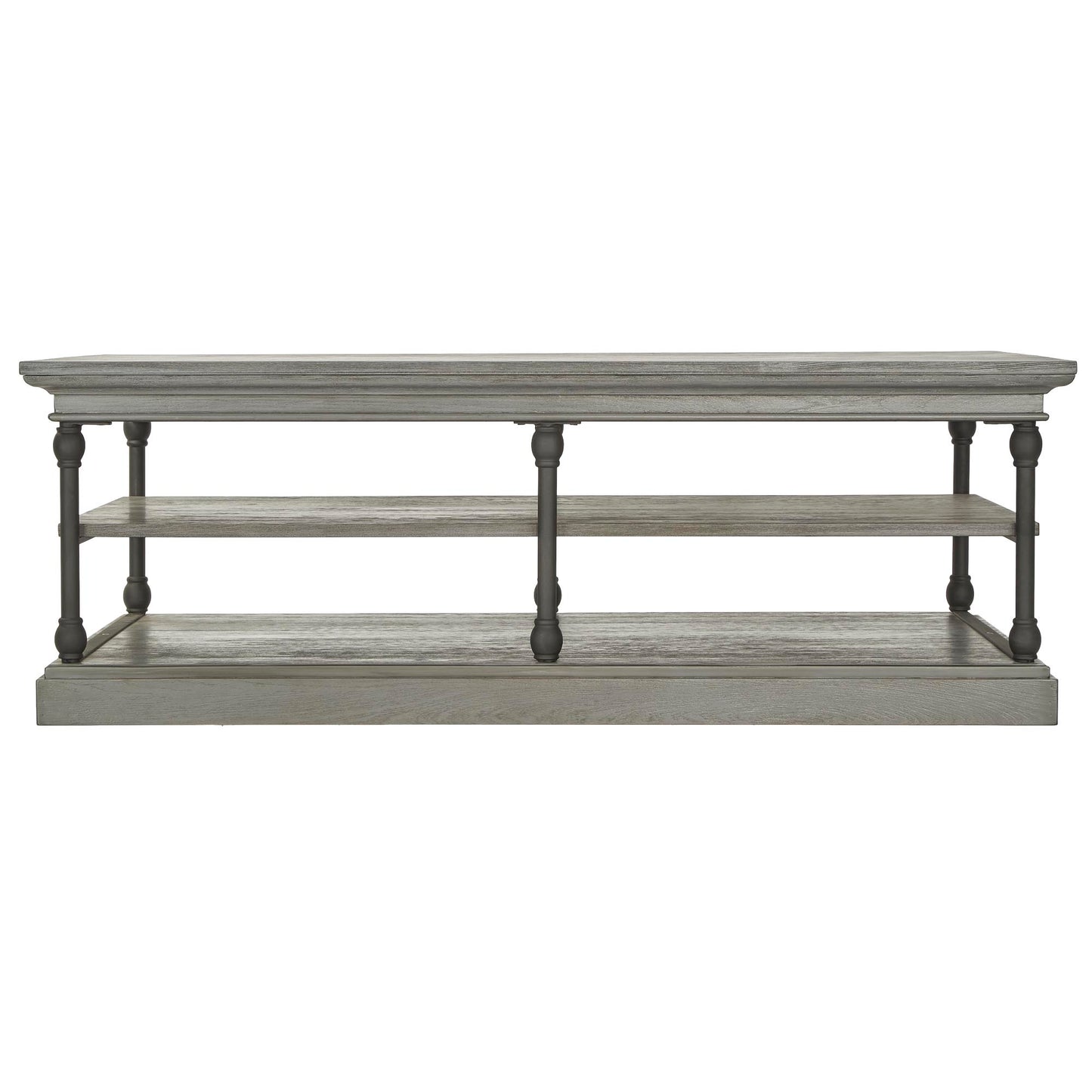 Cornice Rectangle Storage Shelf Coffee Table - Gray Finish