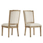 Round 5-Piece Dining Set - Beige Linen, Ornate Chair Backs