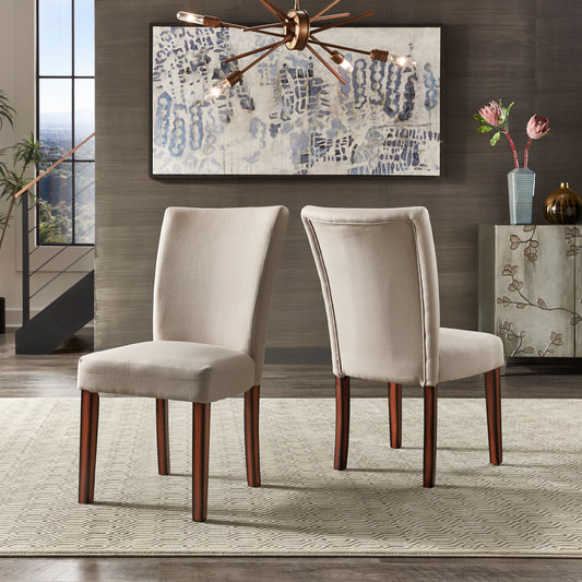 Upholstered Parsons Dining Chairs (Set of 2) - Esprasso Finish, Gray Fabric